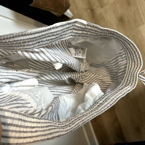 Gap Womens Easy Pant Size Large Linen Elastic-waist Off White Stripe Lounge - Picture 11 of 16